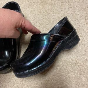 Womens Petrol Patent Leather Clogs